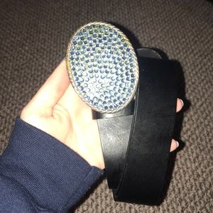 Black belt with blue gems